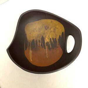 Vtg Royal Haeger Pottery Earth Wrap Bowl Handle Lava Drip Glaze #3170 USA